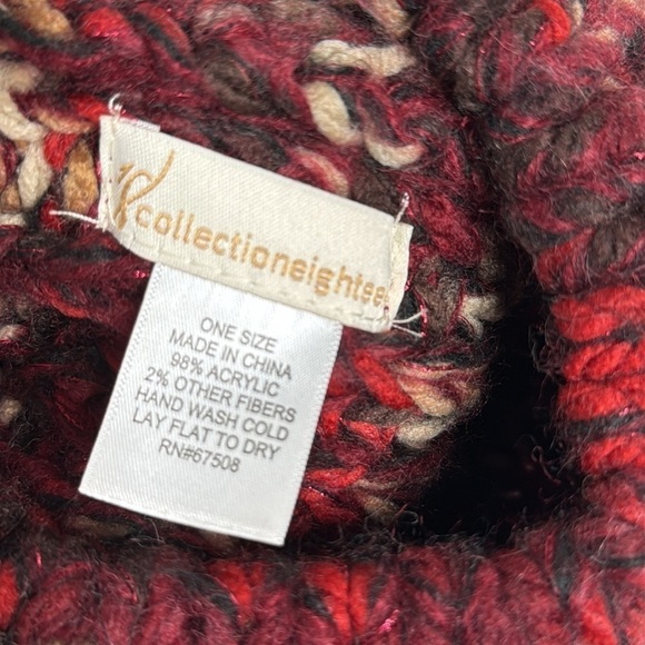 Collection Eighteen Pom Knit Beanie Red & Cream One Size - Picture 3 of 3